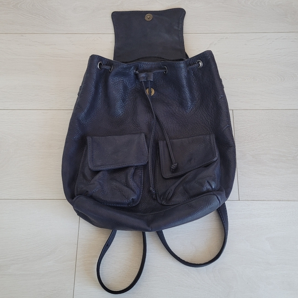 Authentic Soft Italian Leather Drawstring Backpack - Picture 13 of 15